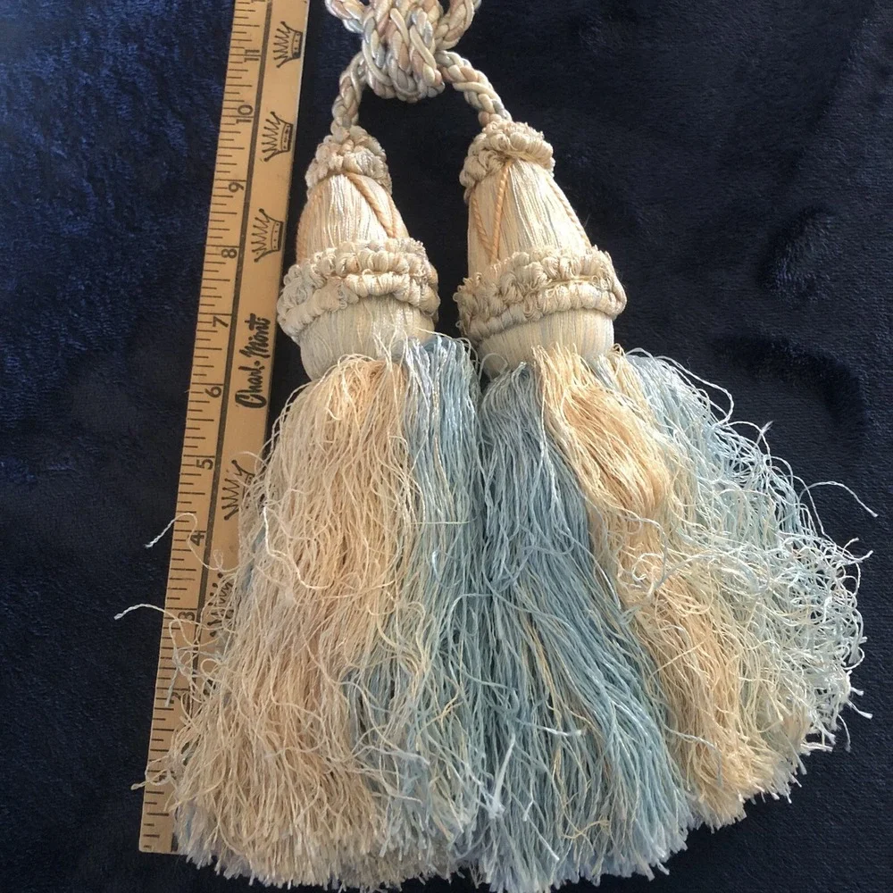 Blue & Peach Curtain Rope Tieback with 6